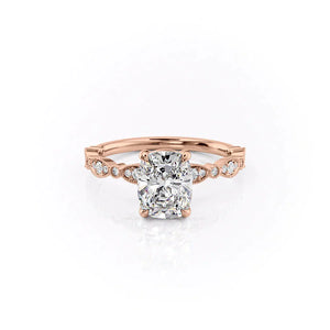 The Jasmine Set With A 1.5 Carat Elongated Cushion Lab Diamond