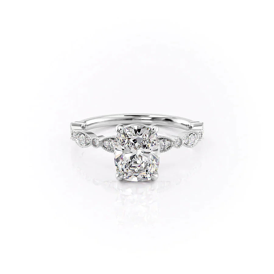 The Jasmine Set With A 1 Carat Elongated Cushion Lab Diamond