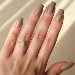 The Jasmine Set With A 3 Carat Elongated Cushion Moissanite