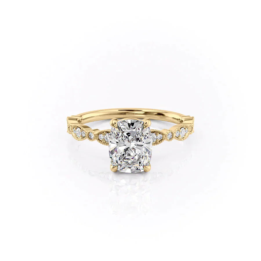 The Jasmine Set With A 1 Carat Elongated Cushion Lab Diamond