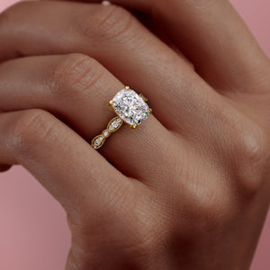 The Jasmine Set With A 1 Carat Elongated Cushion Lab Diamond