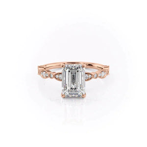 The Jasmine Set With A 2.5 Carat Emerald Moissanite