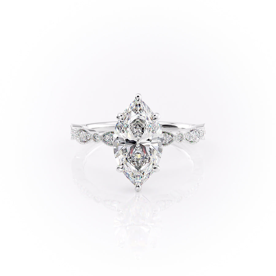 The Jasmine Set With A 2 Carat Marquise Moissanite