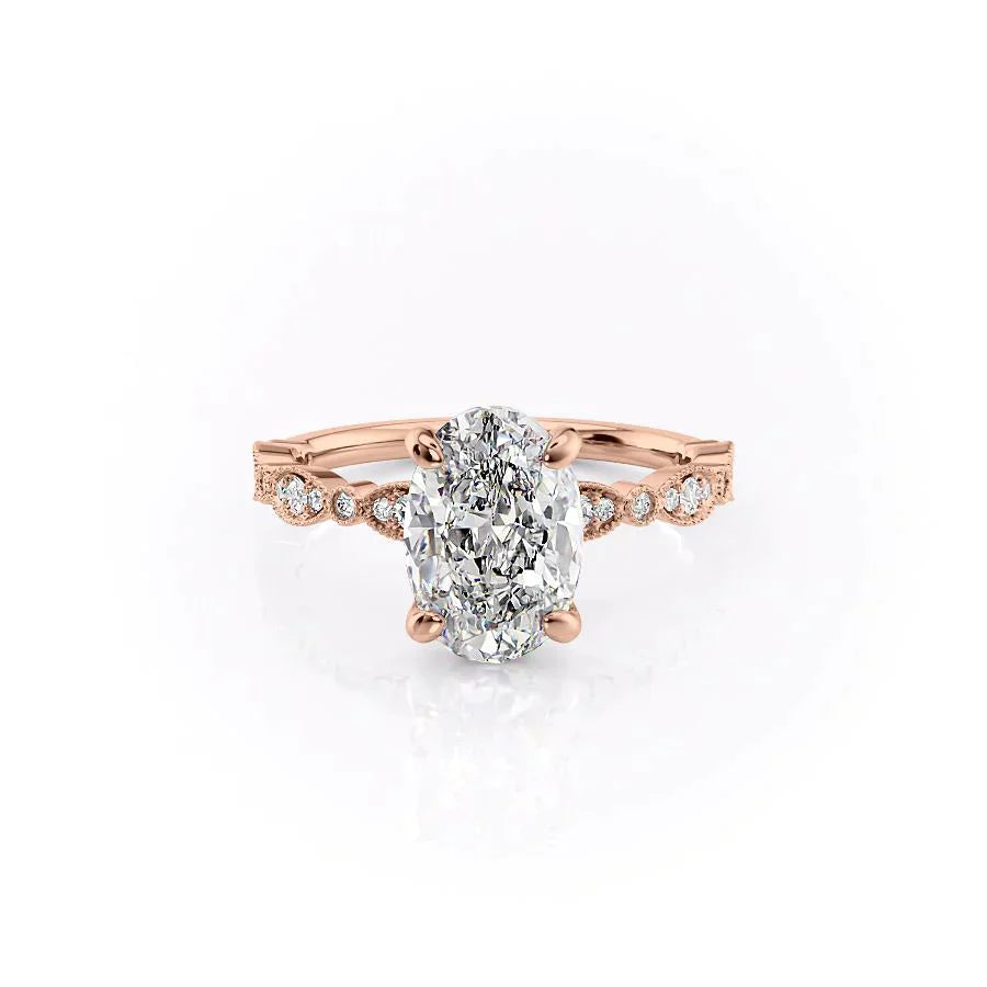 The Jasmine Set With A 4 Carat Oval Moissanite