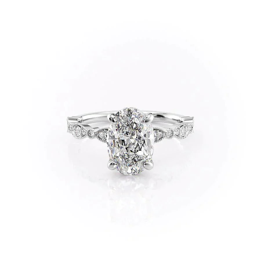 The Jasmine Set With A 1.5 Carat Oval Lab Diamond