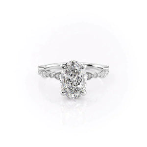 The Jasmine Set With A 3.5 Carat Oval Moissanite