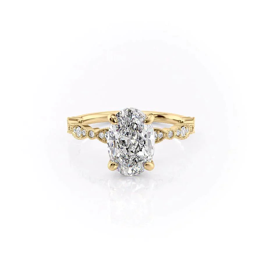 The Jasmine Set With A 1.5 Carat Oval Moissanite