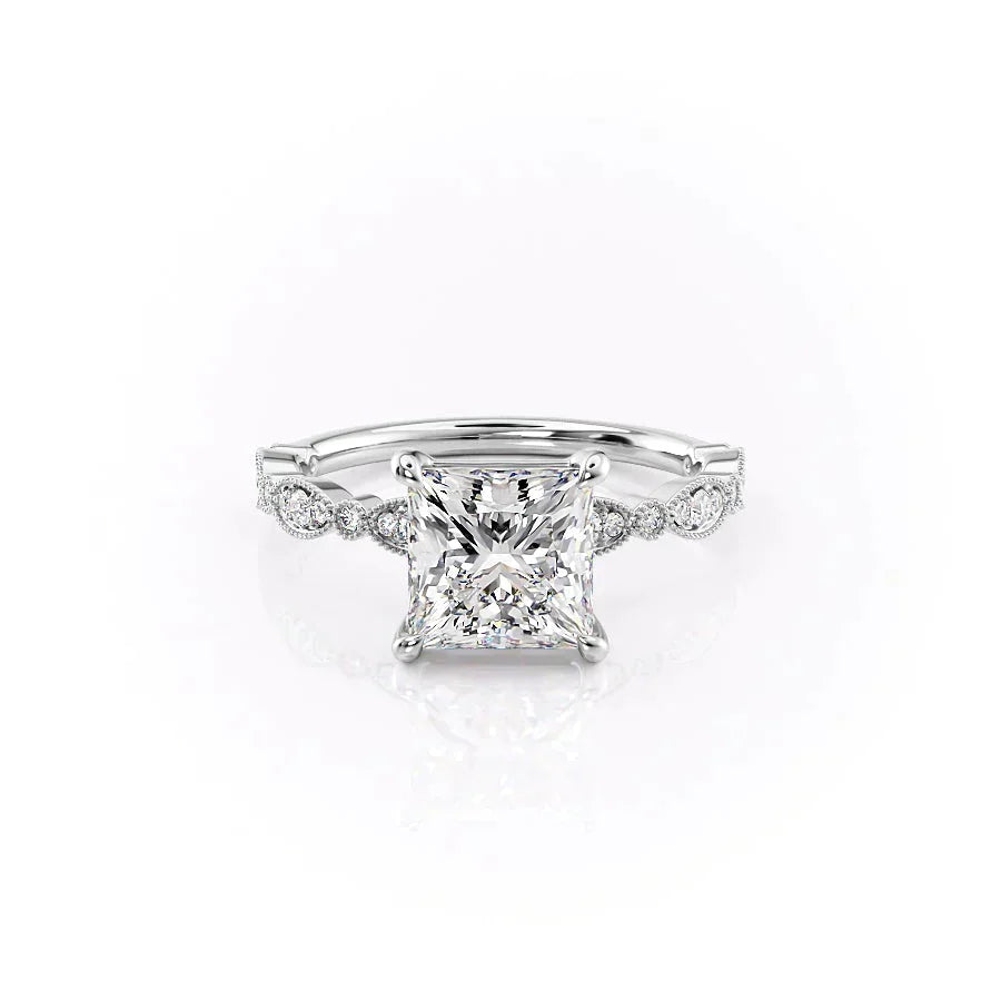 The Jasmine Set With A 2.5 Carat Princess Moissanite