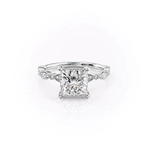 The Jasmine Set With A 4.5 Carat Princess Moissanite