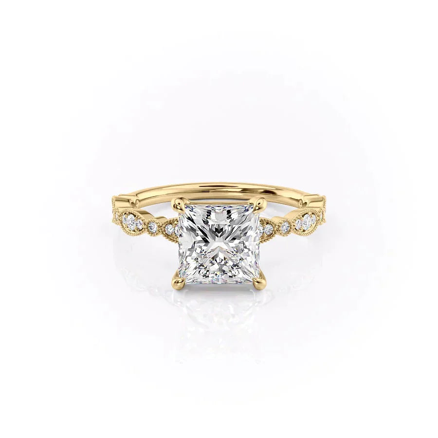 The Jasmine Set With A 2.5 Carat Princess Moissanite