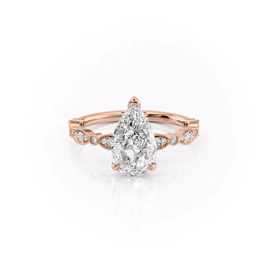 The Jasmine Set With A 3 Carat Pear Lab Diamond