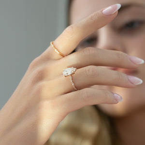 The Jasmine Set With A 1 Carat Pear Lab Diamond