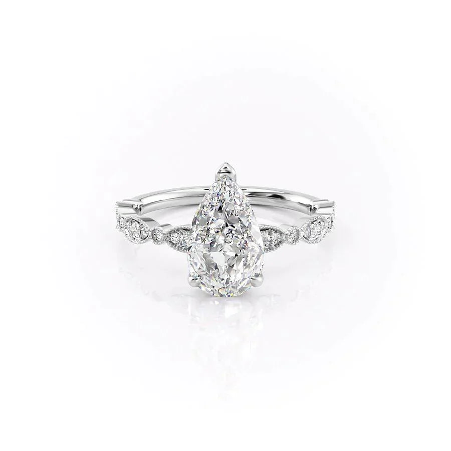 The Jasmine Set With A 3.5 Carat Pear Moissanite