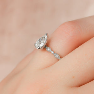 The Jasmine Set With A 5 Carat Pear Moissanite