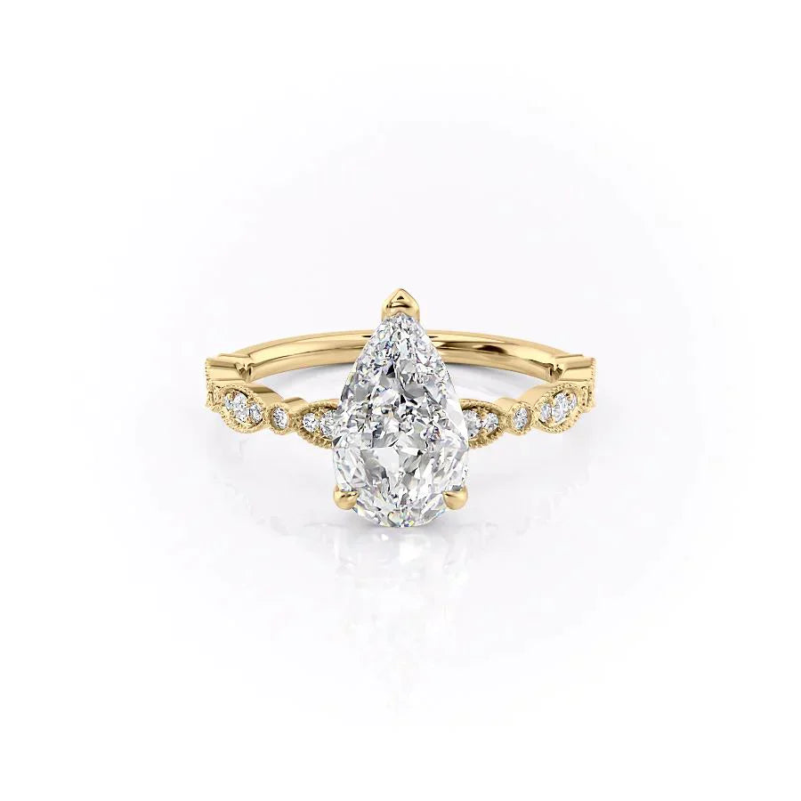 The Jasmine Set With A 5 Carat Pear Moissanite
