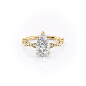 The Jasmine Set With A 4 Carat Pear Moissanite