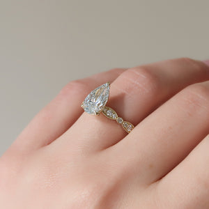 The Jasmine Set With A 3 Carat Pear Lab Diamond