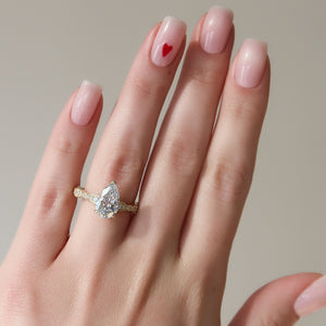 The Jasmine Set With A 3 Carat Pear Lab Diamond