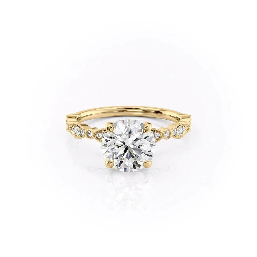 The Jasmine Set With A 2.5 Carat Round Lab Diamond
