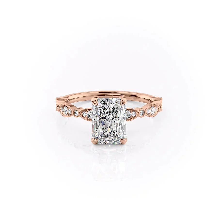 The Jasmine Set With A 2.5 Carat Radiant Moissanite