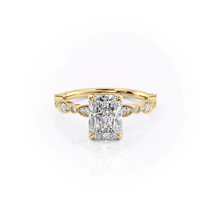 The Jasmine Set With A 1.5 Carat Radiant Moissanite