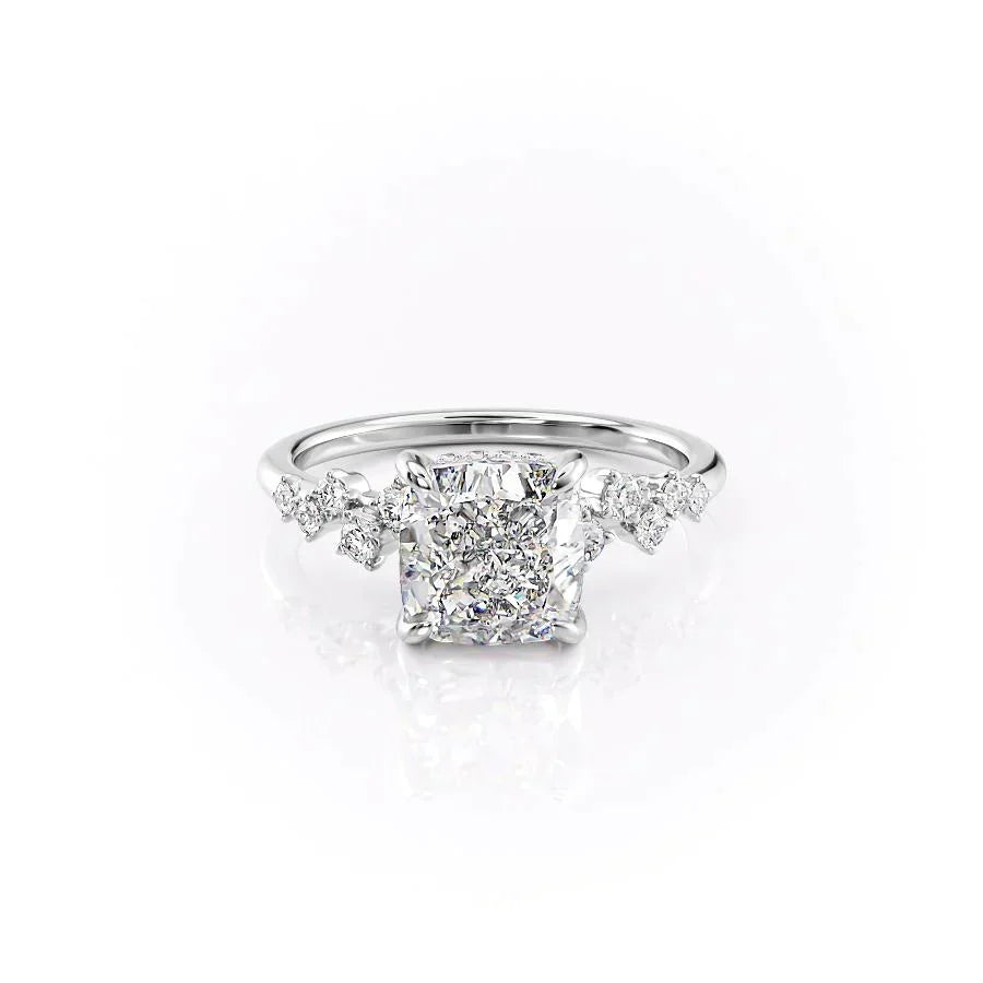 The Mia Set With A 3.5 Carat Cushion Moissanite