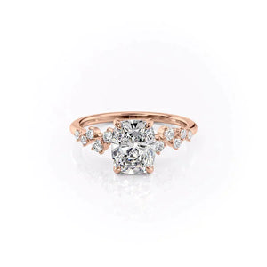 The Mia Set With A 2 Carat Elongated Cushion Moissanite