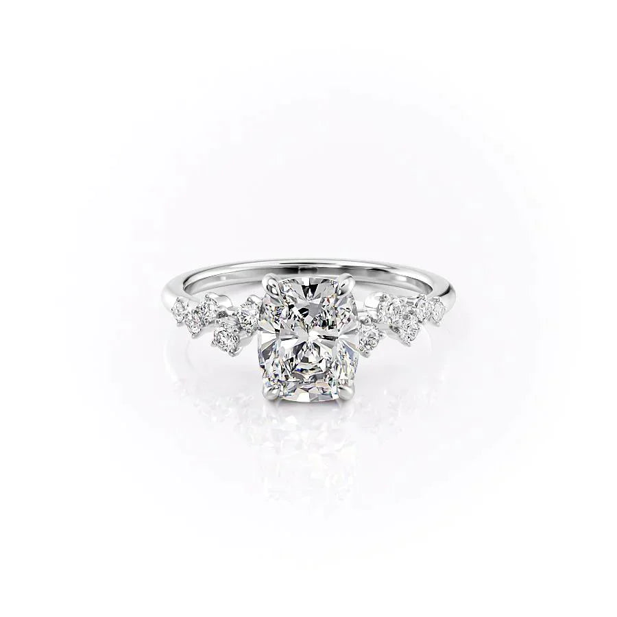 The Mia Set With A 3 Carat Elongated Cushion Lab Diamond