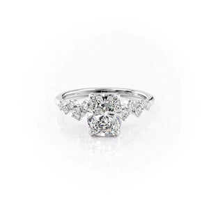 The Mia Set With A 3.5 Carat Elongated Cushion Moissanite