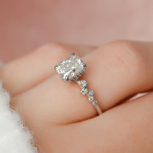 The Mia Set With A 2 Carat Elongated Cushion Lab Diamond