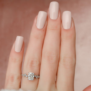 The Mia Set With A Elongated Cushion Moissanite