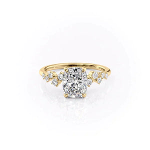 The Mia Set With A 3 Carat Elongated Cushion Moissanite