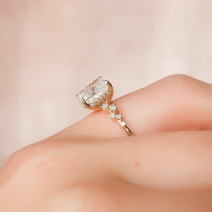 The Mia Set With A 4 Carat Elongated Cushion Moissanite