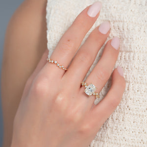 The Mia Set With A 4 Carat Elongated Cushion Moissanite