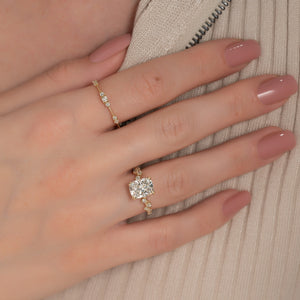 The Mia Set With A 4 Carat Elongated Cushion Moissanite