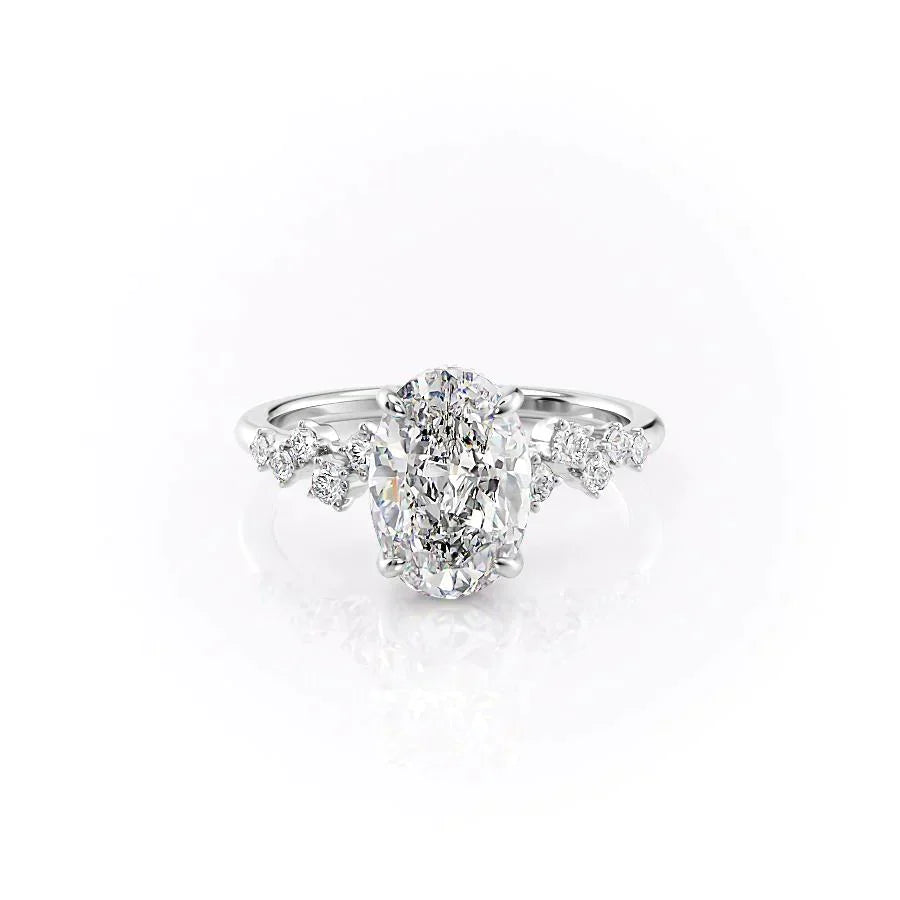 The Mia Set With A 2.5 Carat Oval Moissanite