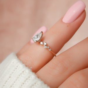 The Mia Set With A 3.5 Carat Pear Moissanite