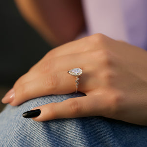 The Mia Set With A 3.5 Carat Pear Moissanite
