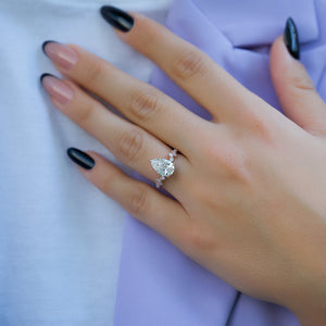 The Mia Set With A 3.5 Carat Pear Moissanite
