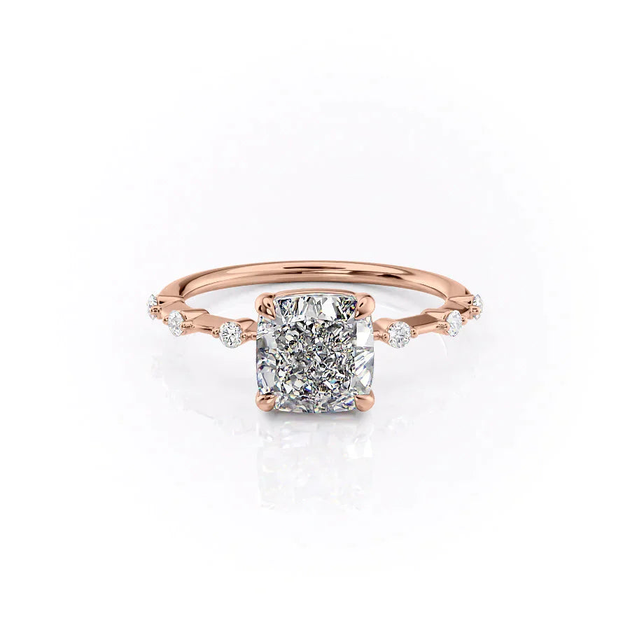 The Penelope Set With A 1 Carat Cushion Lab Diamond