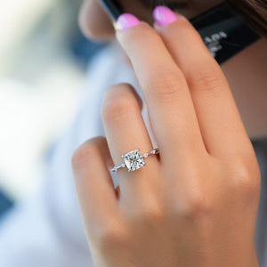 The Penelope Set With A 3 Carat Cushion Moissanite