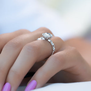 The Penelope Set With A 3 Carat Cushion Moissanite