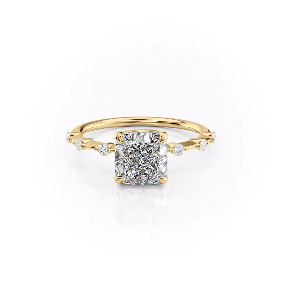 The Penelope Set With A 5 Carat Cushion Moissanite