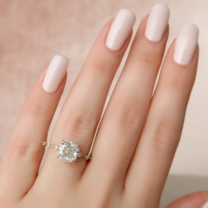 The Penelope Set With A 3 Carat Cushion Moissanite