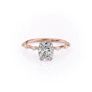 The Penelope Set With A 3 Carat Elongated Cushion Moissanite
