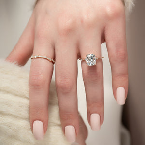 The Penelope Set With A 2 Carat Elongated Cushion Moissanite