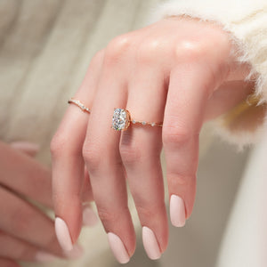 The Penelope Set With A 2 Carat Elongated Cushion Moissanite