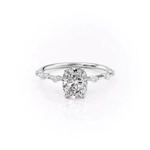 The Penelope Set With A 2.5 Carat Elongated Cushion Lab Diamond