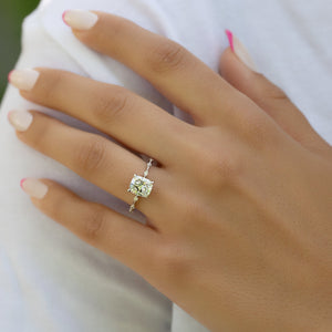 The Penelope Set With A 5 Carat Elongated Cushion Moissanite