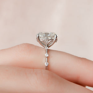 The Penelope Set With A 5 Carat Elongated Cushion Moissanite